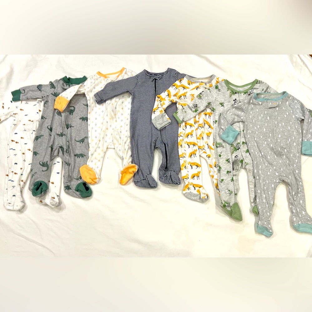 7 footed sleepers baby boy 3 - 6 months; pajamas; onesies; baby lot